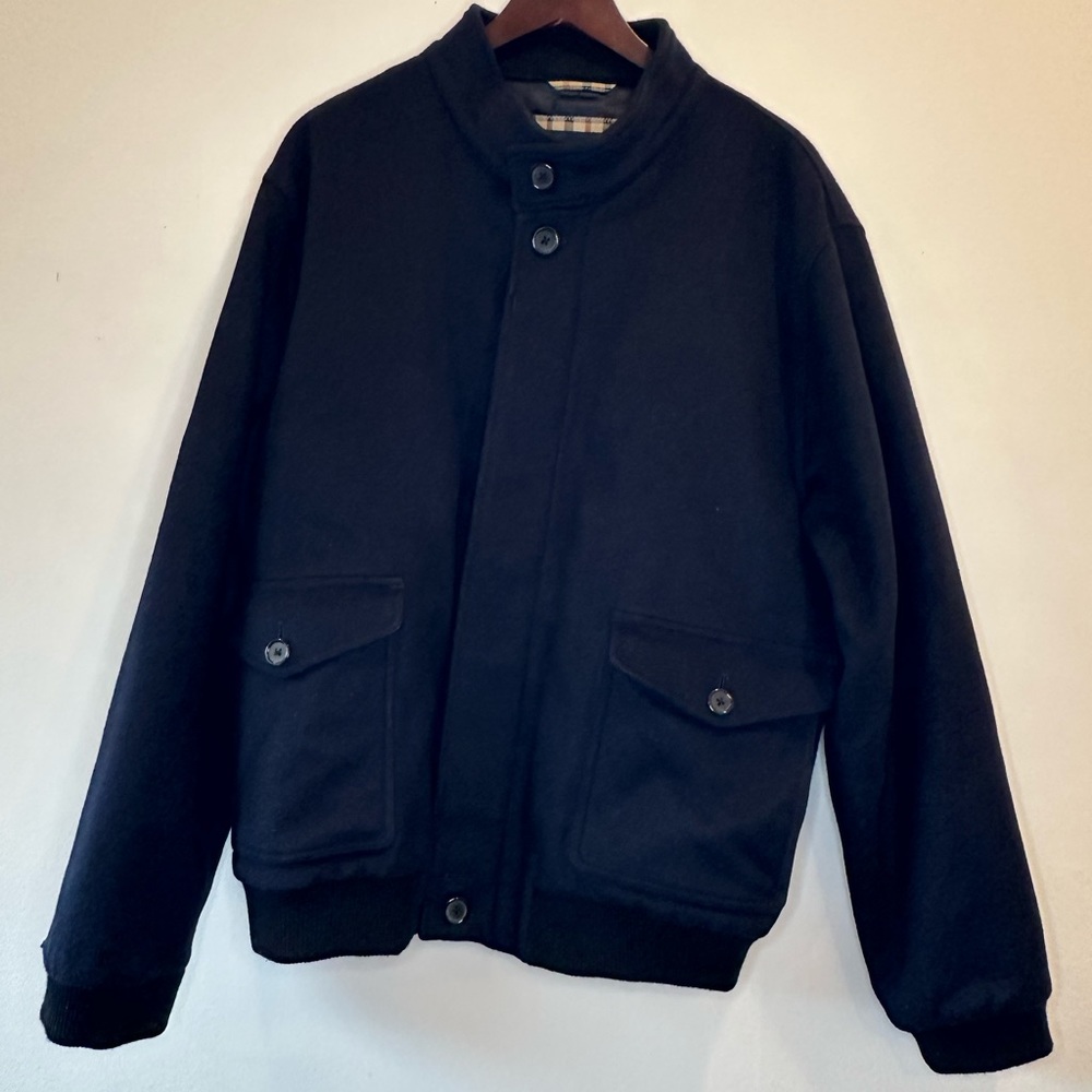 Hart Schaffner Marx Navy Wool Cashmere Smart Coat Large - Picture 2 of 10